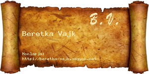 Beretka Vajk névjegykártya